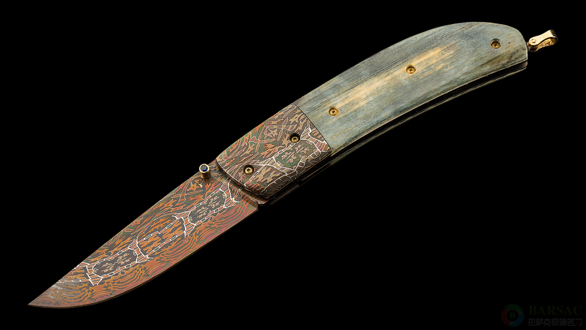 2021年AKI刀展藏品，AKI大师博蒂·瑞特韦德龙鳞大马士革钢艺术折