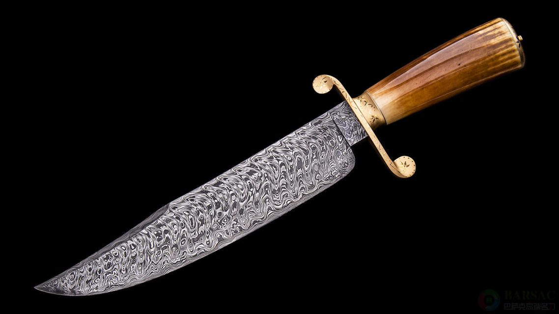 阿肯色州之宝MS大师詹姆斯·库克风暴纹大马士革钢经典博伊刀(售罄